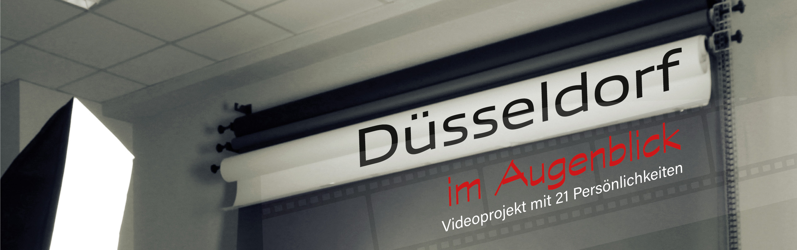 Projektbild: auf einem Fotohintrund steht der Schriftzug: Düsseldorf im Augenblick